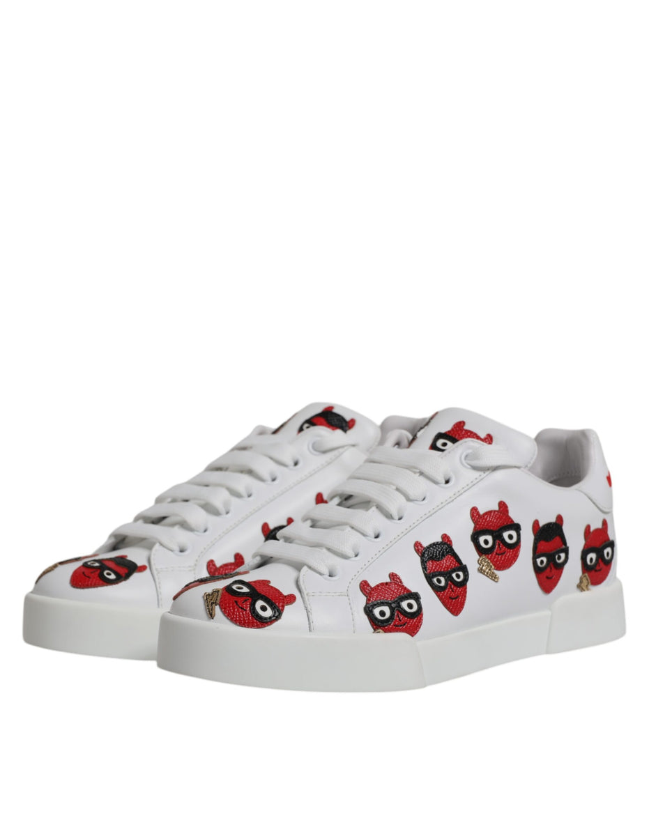 Dolce & Gabbana White Devil Face Portofino Αθλητικά Παπούτσια