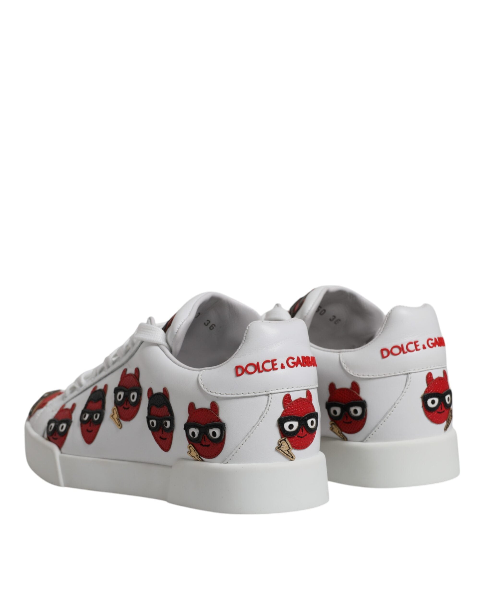 Dolce & Gabbana White Devil Face Portofino Αθλητικά Παπούτσια