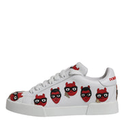 Dolce & Gabbana White Devil Face Portofino Sneakers Shoes