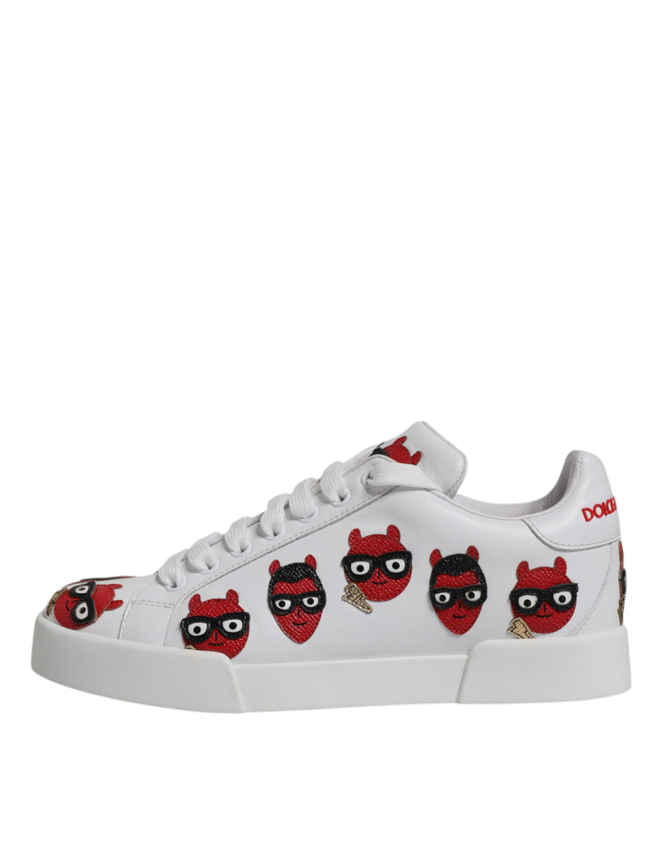 Dolce & Gabbana White Devil Face Portofino Αθλητικά Παπούτσια