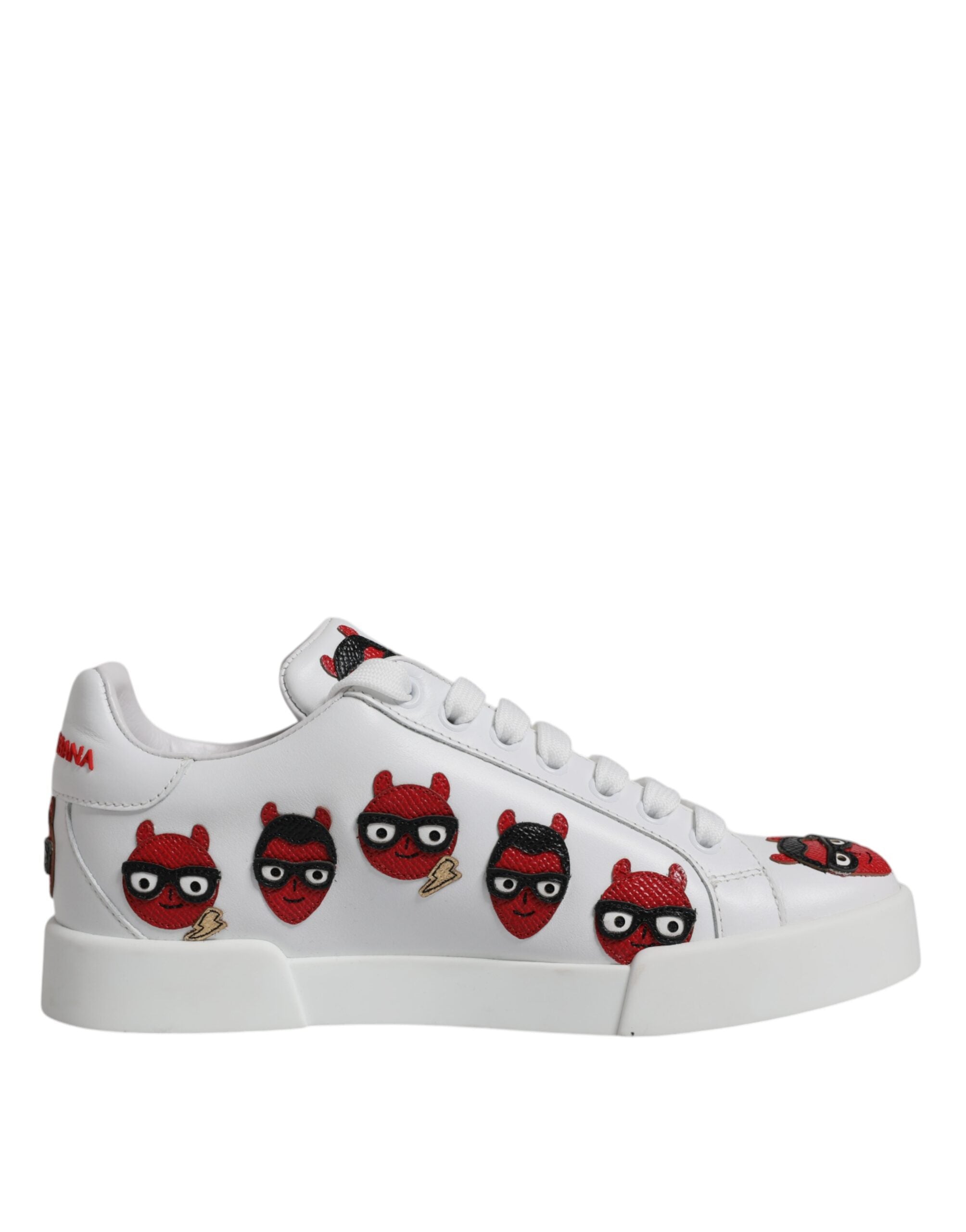 Dolce & Gabbana White Devil Face Portofino Αθλητικά Παπούτσια