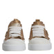 Dolce & Gabbana Gold White Logo Low Top Sneakers Shoes