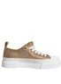 Dolce & Gabbana Gold White Logo Low Top Sneakers Shoes