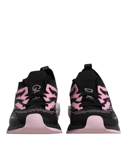 Dolce & Gabbana Μαύρα Ροζ Αθλητικά Παπούτσια SORRENTO Stretch Sneakers