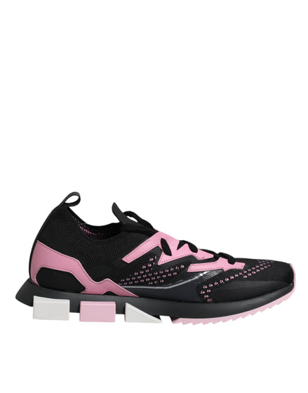 Dolce & Gabbana Μαύρα Ροζ Αθλητικά Παπούτσια SORRENTO Stretch Sneakers