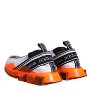 Dolce & Gabbana White Orange Slip On Sorrento Sneakers Shoes