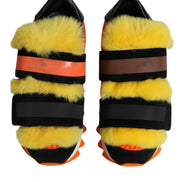 Dolce & Gabbana Multicolor Fur Embellished Sneakers Shoes