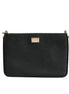 Dolce & Gabbana Black Grain Leather Logo Plaque Clutch Bag