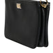 Dolce & Gabbana Black Grain Leather Logo Plaque Clutch Bag