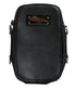 Dolce & Gabbana Black Grain Leather Logo Plaque Clutch Bag