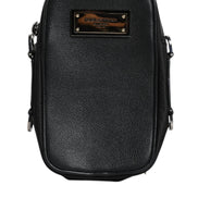 Dolce & Gabbana Black Grain Leather Logo Plaque Clutch Bag
