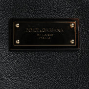 Dolce & Gabbana Black Grain Leather Logo Plaque Clutch Bag