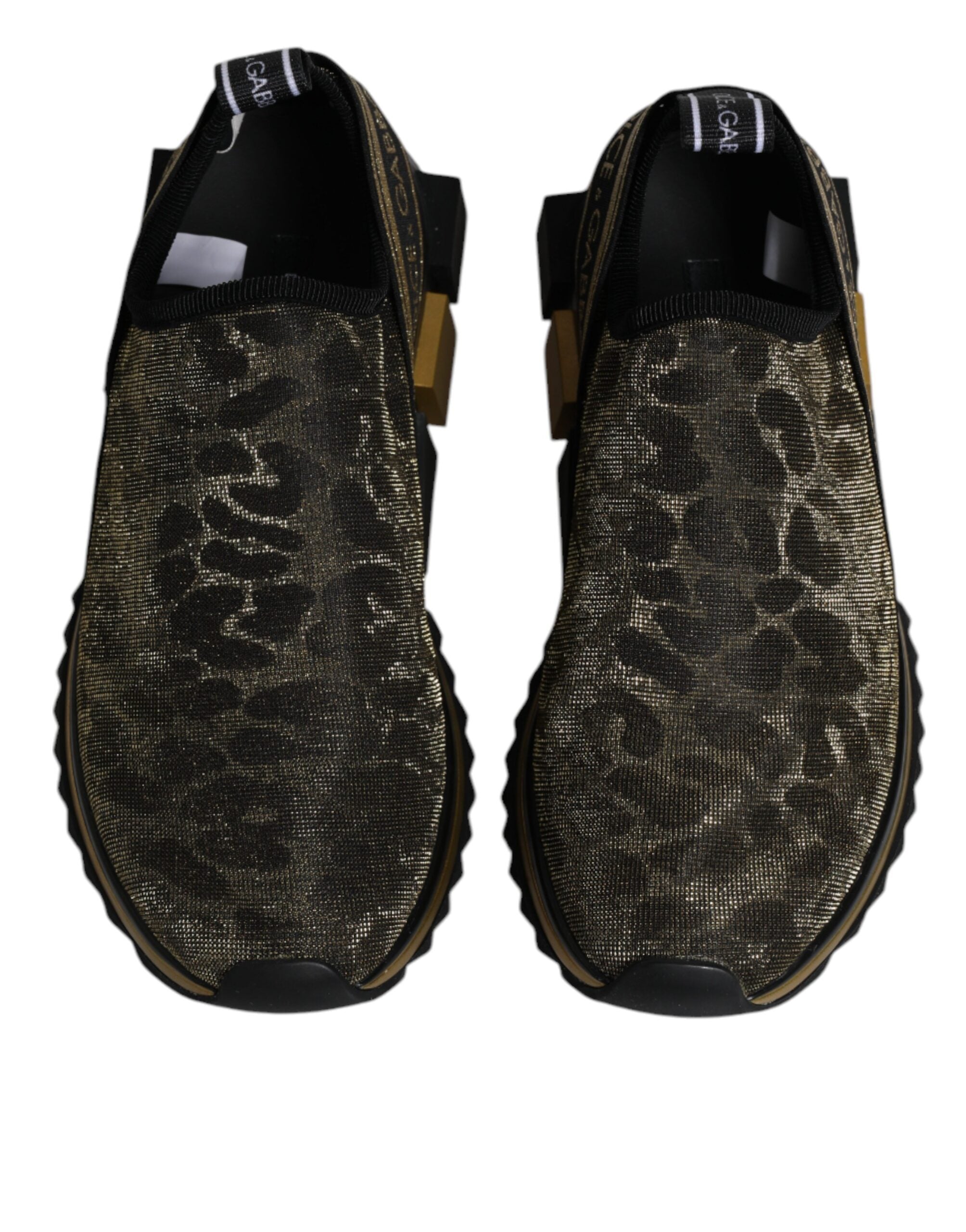 Dolce & Gabbana Χρυσά Glitter Leopard Sneakers Sorrento Παπούτσια
