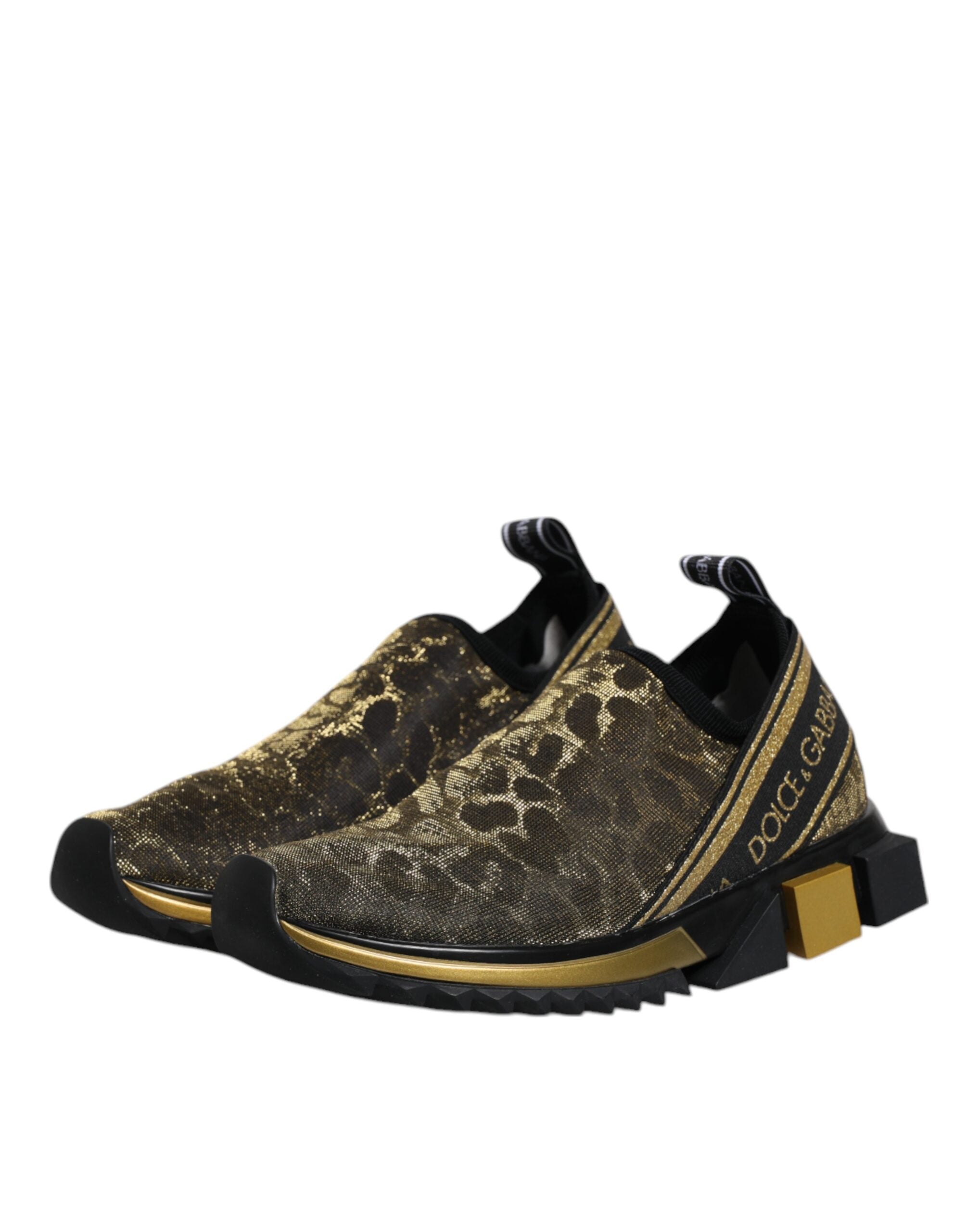Dolce & Gabbana Χρυσά Glitter Leopard Sneakers Sorrento Παπούτσια
