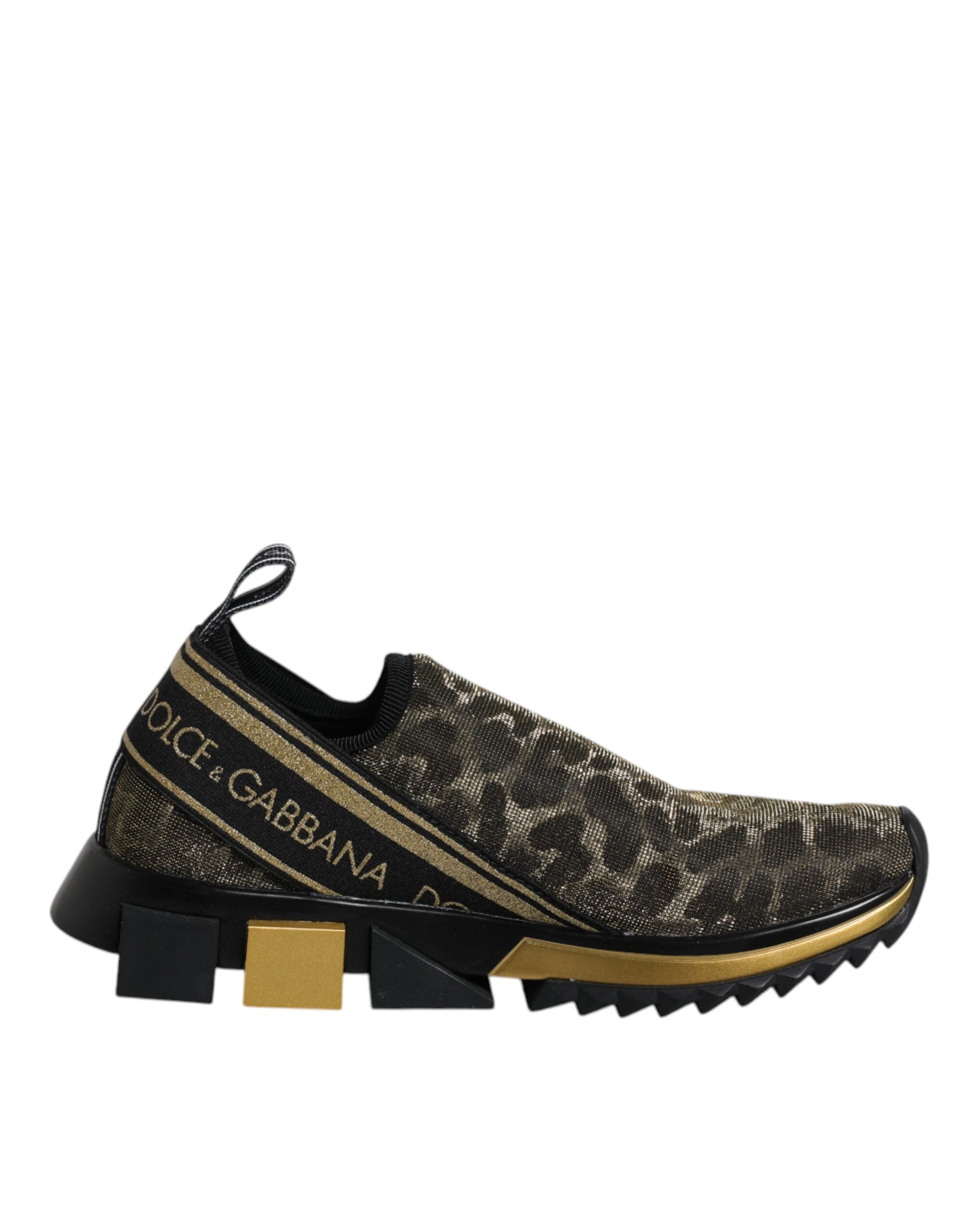 Dolce & Gabbana Χρυσά Glitter Leopard Sneakers Sorrento Παπούτσια