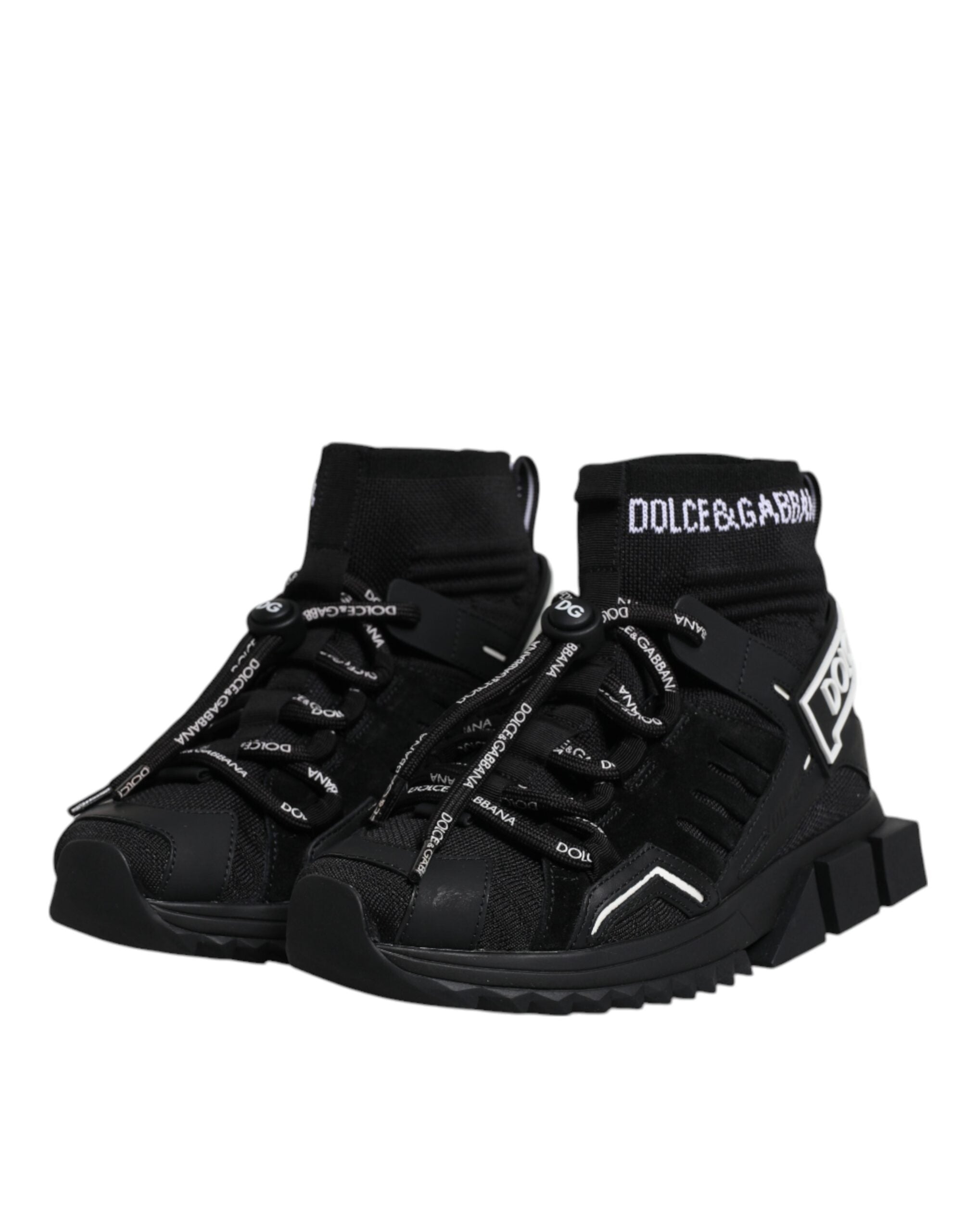 Dolce & Gabbana Μαύρα Παπούτσια Sneakers Sorrento Socks με Λογότυπο