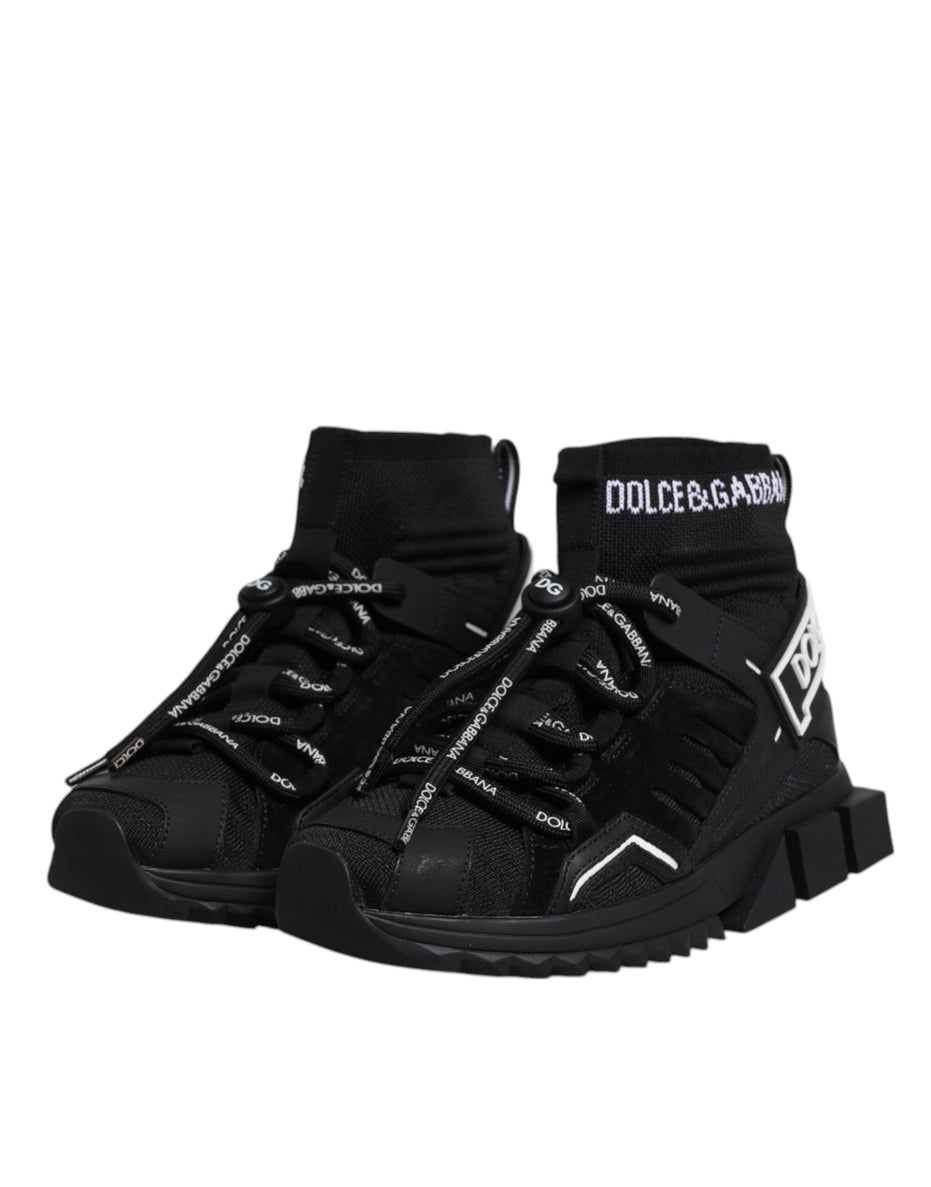 Dolce & Gabbana Μαύρα Παπούτσια Sneakers Sorrento Socks με Λογότυπο