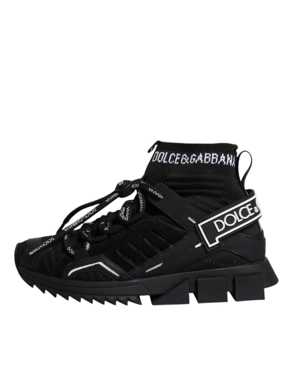 Dolce & Gabbana Μαύρα Παπούτσια Sneakers Sorrento Socks με Λογότυπο