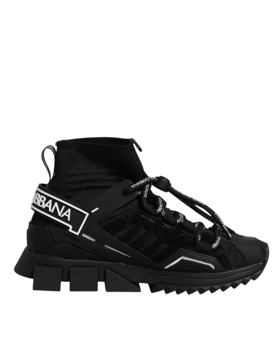 Dolce & Gabbana Μαύρα Παπούτσια Sneakers Sorrento Socks με Λογότυπο