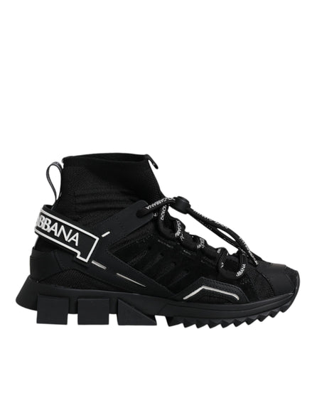 Dolce & Gabbana Μαύρα Παπούτσια Sneakers Sorrento Socks με Λογότυπο
