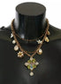 Dolce & Gabbana Gold Brass Crystal Floral Statement Charms Necklace