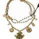 Dolce & Gabbana Gold Brass Crystal Floral Statement Charms Necklace