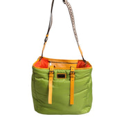 Τσάντα Tote Χιαστί Dolce & Gabbana Πράσινο Νάιλον με Μαξιλαράκι και Πλακέτα Λογότυπου