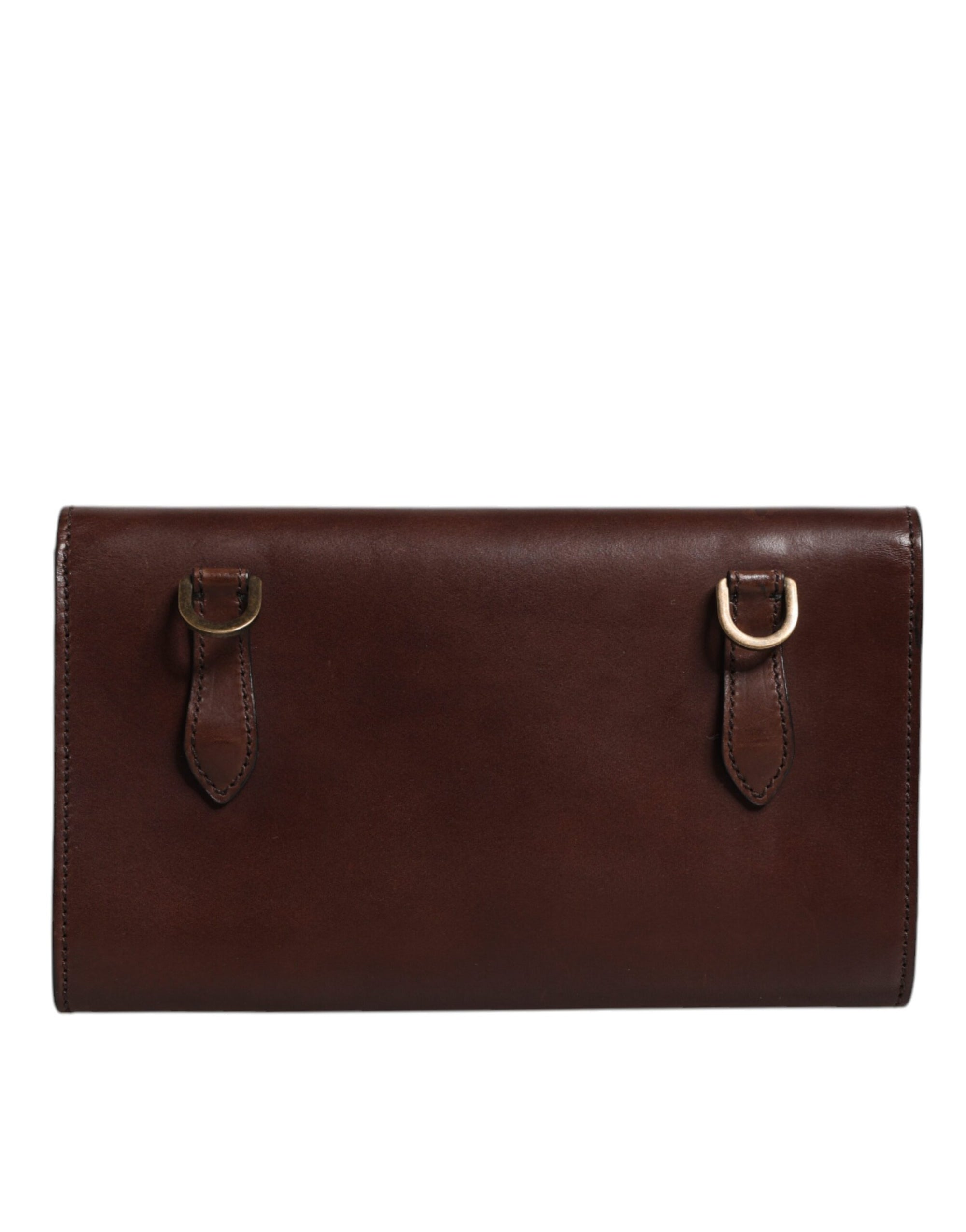 Dolce & Gabbana Brown Leather Logo Embossed Crossbody Bag