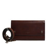 Dolce & Gabbana Brown Leather Logo Embossed Crossbody Bag