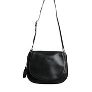 Dolce & Gabbana Black Leather Flap Saddle Shoulder Bag