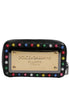 Dolce & Gabbana Black Leather LED Logo Wrist Strap Clutch Bag