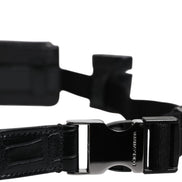 Dolce & Gabbana Black Alligator Leather Airpods Case Coin Purse Wallet