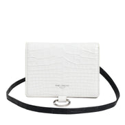 Dolce & Gabbana White Blue Leather Bifold Crossbody Sling Wallet