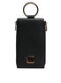 Dolce & Gabbana Black Leather Logo Plaque Neck Strap Card Coin Wallet