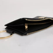 Dolce & Gabbana Black Leather Logo Plaque Neck Strap Card Coin Wallet