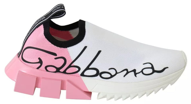 Dolce & Gabbana Ροζ Λευκό Λογότυπο Αθλητικά Παπούτσια Sorrento