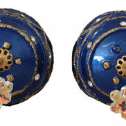 Dolce & Gabbana Gold Brass Blue Christmas Ball Crystal Hook Jewelry Earrings