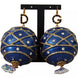 Dolce & Gabbana Gold Brass Blue Christmas Ball Crystal Hook Jewelry Earrings