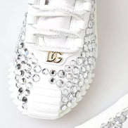 Dolce & Gabbana White NS1 Canvas Leather Embellished Sneakers Shoes