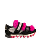 Dolce & Gabbana Black Pink Fur Embellished Sneakers Shoes