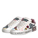 Dolce & Gabbana White Sequined Crystal Low Top Sneakers Shoes