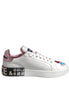 Dolce & Gabbana White Sequined Crystal Low Top Sneakers Shoes