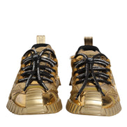 Dolce & Gabbana Gold Stretch Lace Up NS1 Sneakers Shoes