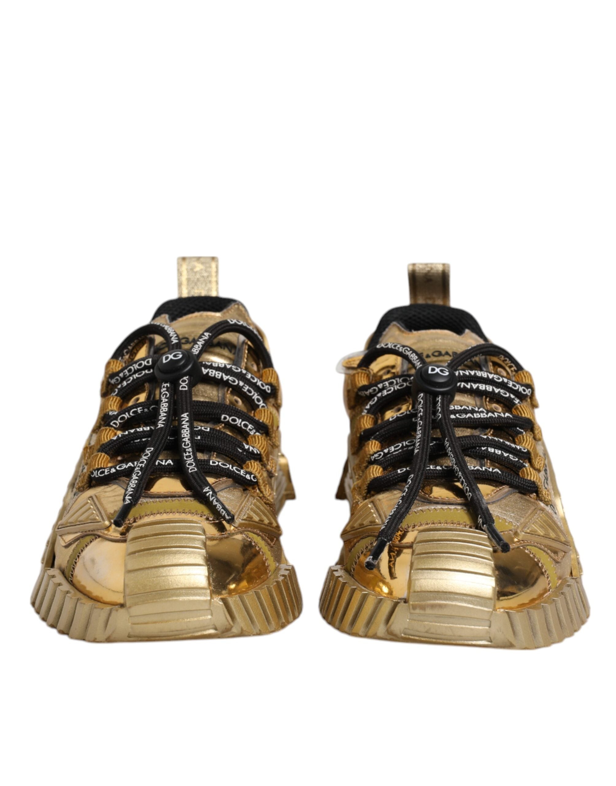 Dolce & Gabbana Χρυσά NS1 Sneakers με κορδόνια από ελαστική δαντέλα
