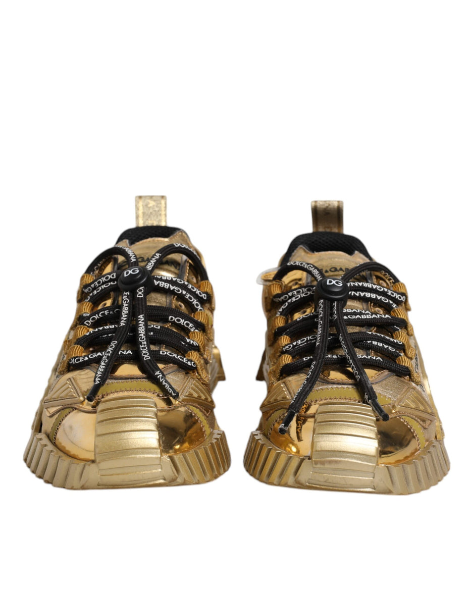 Dolce & Gabbana Χρυσά NS1 Sneakers με κορδόνια από ελαστική δαντέλα