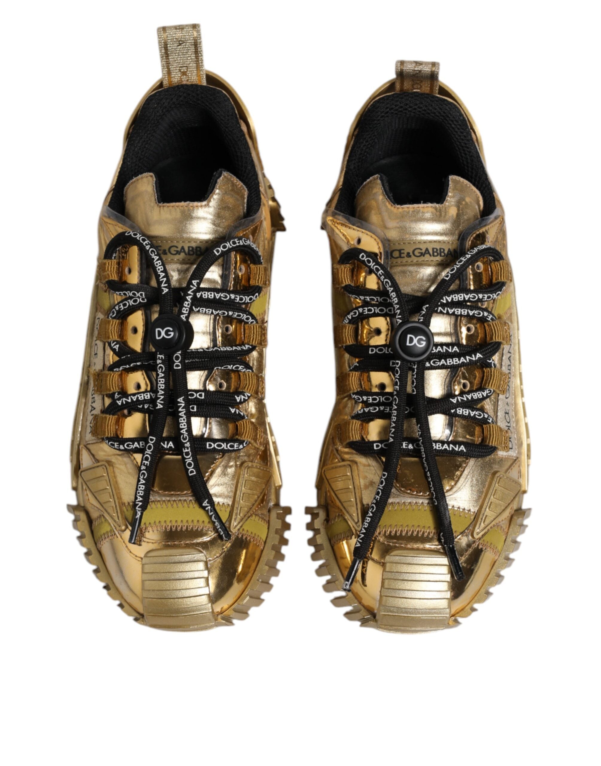 Dolce & Gabbana Χρυσά NS1 Sneakers με κορδόνια από ελαστική δαντέλα