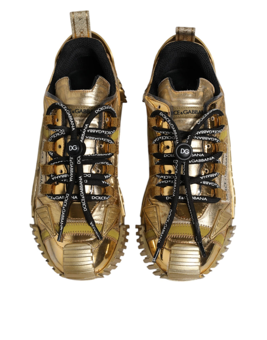 Dolce & Gabbana Χρυσά NS1 Sneakers με κορδόνια από ελαστική δαντέλα
