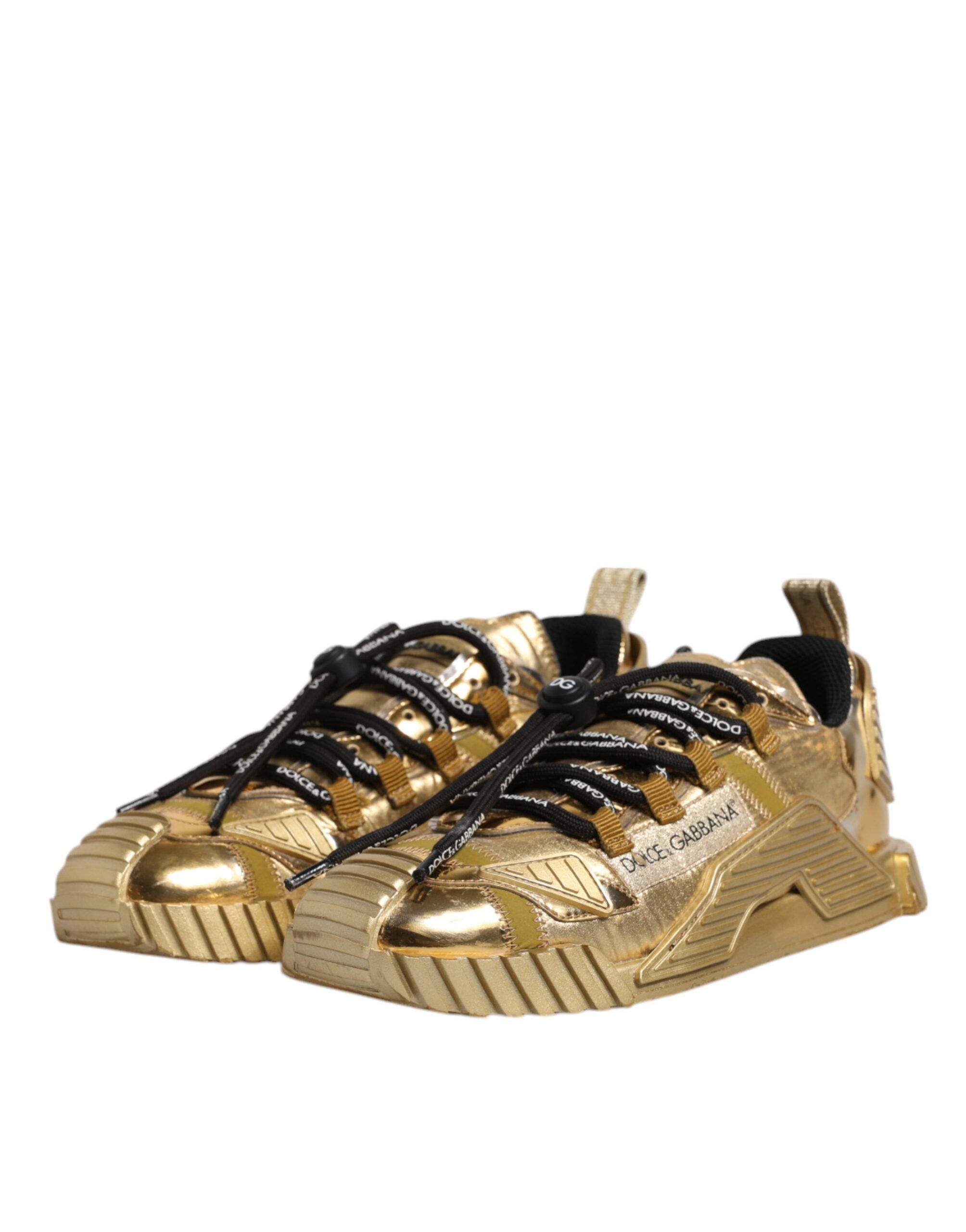 Dolce & Gabbana Χρυσά NS1 Sneakers με κορδόνια από ελαστική δαντέλα
