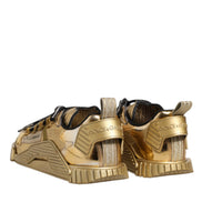 Dolce & Gabbana Gold Stretch Lace Up NS1 Sneakers Shoes