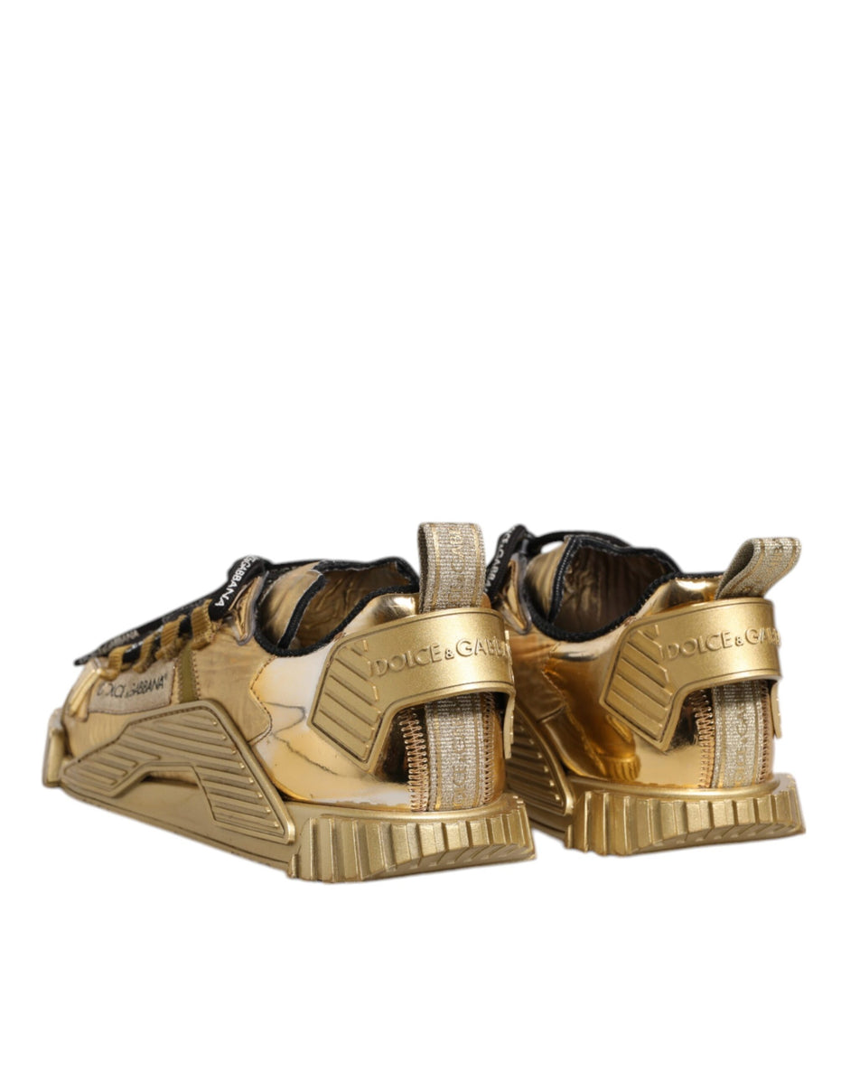 Dolce & Gabbana Χρυσά NS1 Sneakers με κορδόνια από ελαστική δαντέλα